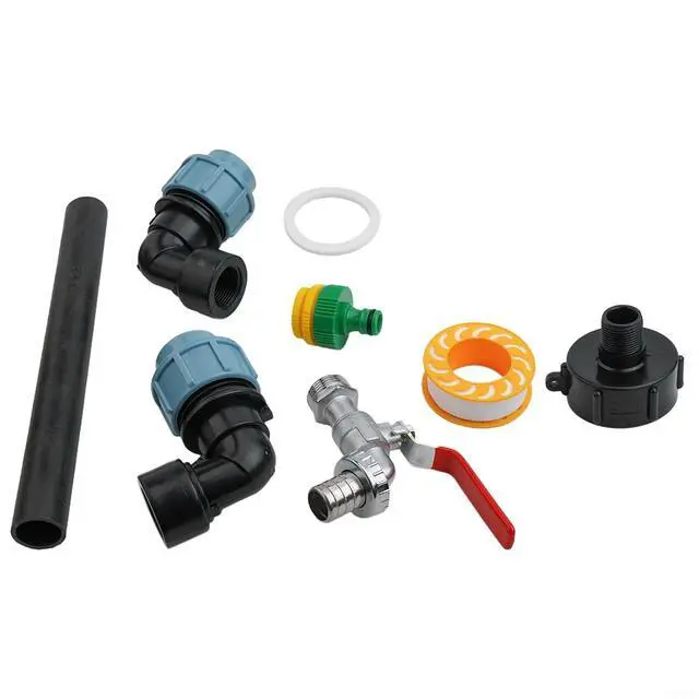 Alt view image 2 of 7 - IBC Adapter Connection Kit 3/4 Inch Brass Outlet Tap for Rainwater Tank Container, Gooseneck Faucet,Easy Install Garden Faucet