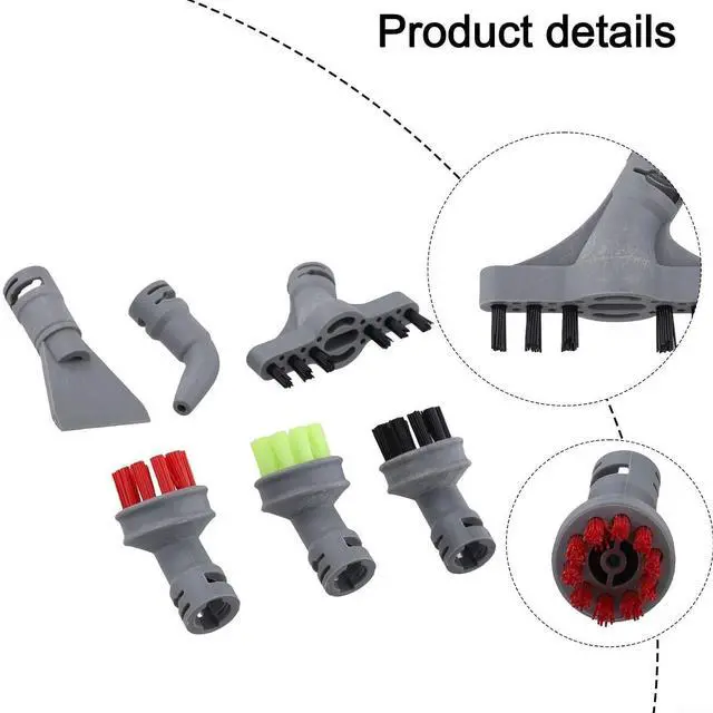 Alt view image 5 of 7 - 39N7A 39N7V 2994B for Steam Mop Replacement Parts, 6 Pack Color Coded Hard Brushes Wall Crevice Scraper Angle Tool Accessories for Deep Cleaning Floors Tiles Grout Kitchen Bath