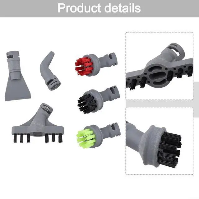 Alt view image 6 of 7 - 39N7A 39N7V 2994B for Steam Mop Replacement Parts, 6 Pack Color Coded Hard Brushes Wall Crevice Scraper Angle Tool Accessories for Deep Cleaning Floors Tiles Grout Kitchen Bath