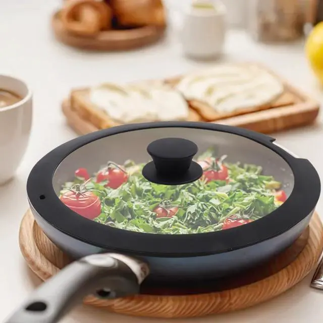 Alt view image 5 of 7 - Silicone Pot Lid With Tempered Glass Window,Heat-Resistant Anti-Spill Cover With Steam Vent And Anti-Scald Handle For Kitchen Cooking, 20Cm, White(A 18CM)