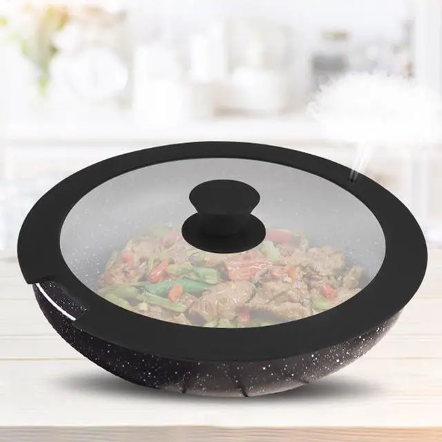 Alt view image 5 of 7 - Silicone Pot Lid With Tempered Glass Window,Heat-Resistant Anti-Spill Cover With Steam Vent And Anti-Scald Handle For Kitchen Cooking, 20Cm, White(B 26CM)