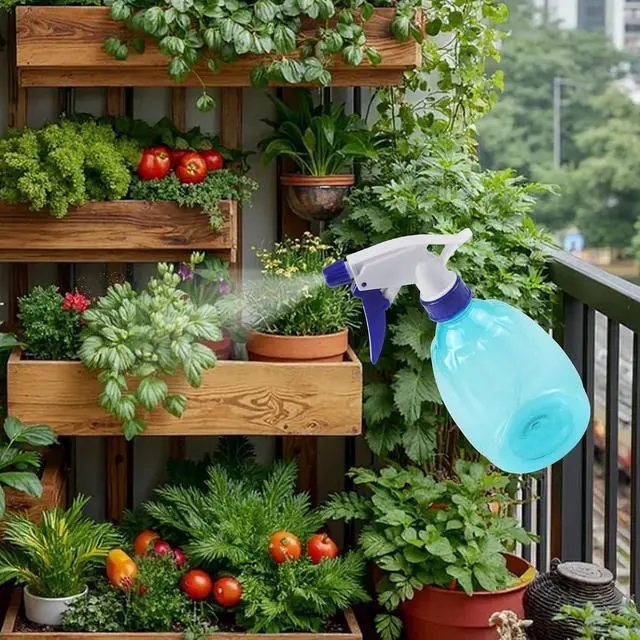 Alt view image 3 of 7 - Spray Bottle 500ml Clear Plastic Trigger Sprayer for Plants Cleaning Hair Essential Oils Mist Watering Can Garden Home Blue (Blue)