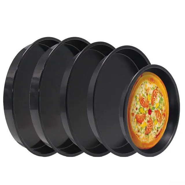 Alt view image 3 of 7 - Non-Stick Pizza Pan, 6-10 Inch Carbon Steel Baking Tray For Microwave Oven, Round Crisper Plate For Cooking Pizza, Meat, Fish, And Chicken, Black(B)