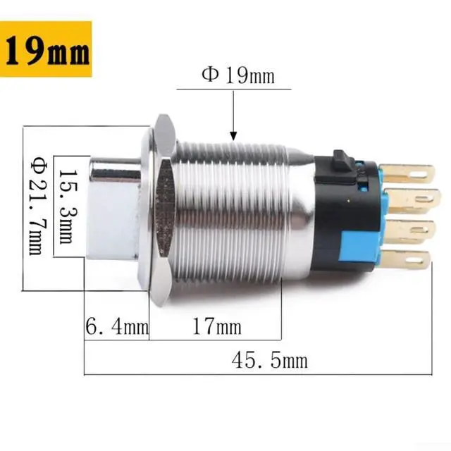 Alt view image 7 of 7 - 19mm Momentary Rotary Switch, 3 Position 2NO2NC 12-24V Selector Button with LED Light, IP66 IK09 Stainless Steel Metal Knob for CNC Machine Industry Equipment(white)