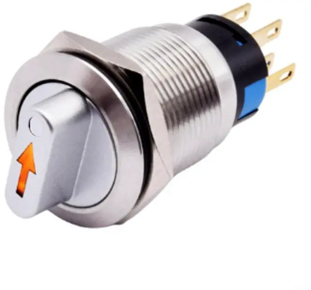 Main image of 19mm Momentary Rotary Switch, 3 Position 2NO2NC 12-24V Selector Button with LED Light, IP66 IK09 Stainless Steel Metal Knob for CNC Machine Industry Equipment(white)