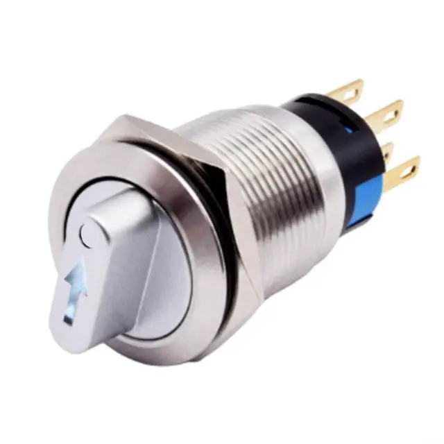 Alt view image 3 of 7 - 19mm Momentary Rotary Switch, 3 Position 2NO2NC 12-24V Selector Button with LED Light, IP66 IK09 Stainless Steel Metal Knob for CNC Machine Industry Equipment(white)