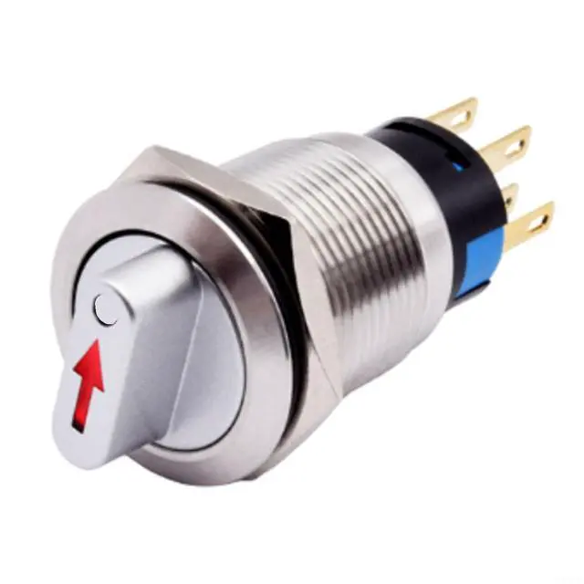Alt view image 4 of 7 - 19mm Momentary Rotary Switch, 3 Position 2NO2NC 12-24V Selector Button with LED Light, IP66 IK09 Stainless Steel Metal Knob for CNC Machine Industry Equipment(white)