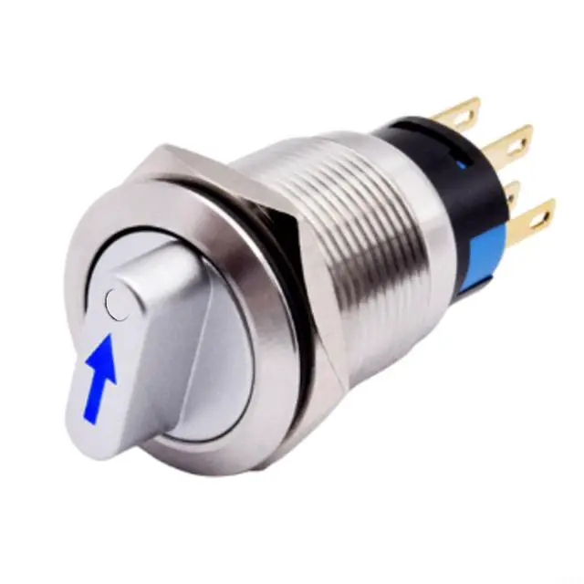 Alt view image 5 of 7 - 19mm Momentary Rotary Switch, 3 Position 2NO2NC 12-24V Selector Button with LED Light, IP66 IK09 Stainless Steel Metal Knob for CNC Machine Industry Equipment(white)