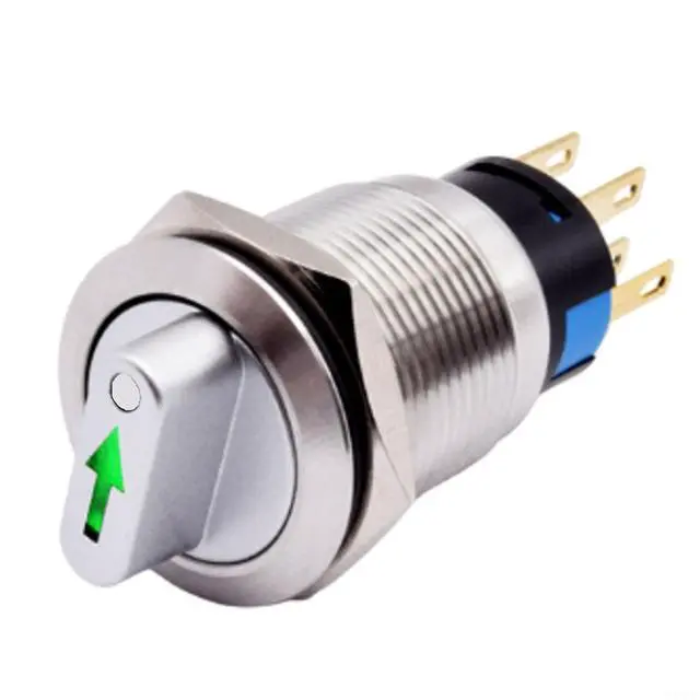 Alt view image 6 of 7 - 19mm Momentary Rotary Switch, 3 Position 2NO2NC 12-24V Selector Button with LED Light, IP66 IK09 Stainless Steel Metal Knob for CNC Machine Industry Equipment(white)