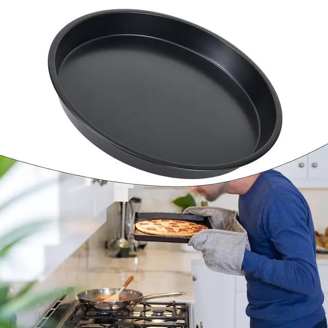 Alt view image 3 of 7 - Non-Stick Pizza Pan, 6-10 Inch Carbon Steel Baking Tray For Microwave Oven, Round Crisper Plate For Cooking Pizza, Meat, Fish, And Chicken, Black(E)