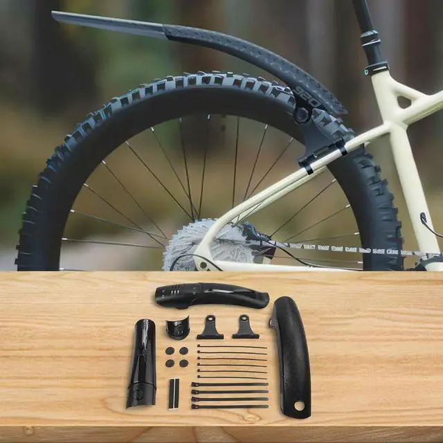 Alt view image 2 of 7 - Bicycle Mudguard For 26" 27.5" 29" Mountain Bikes, Adjustable Quick Release Front Rear For FENDER Set, Wide Tire Compatibility Up To 70Mm, Black ABS Mud Flap(rear+front)