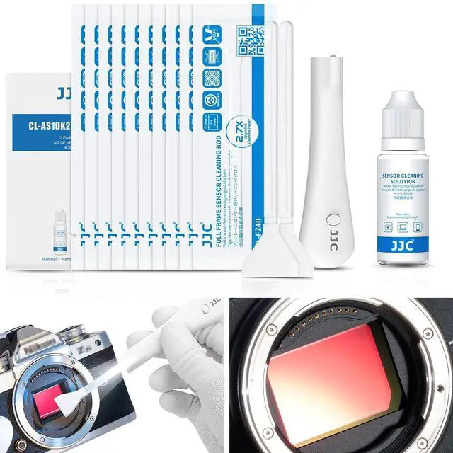 Main image of Upgraded Camera Sensor Cleanning Kit with Bright Built in Light Cleaner Handle & 10PCS 24MM Full Frame Sensor Cleaning Swabs & Sensor Cleaning Solution for Full-Frame Sensor CCD and CMOS Sensors Clean