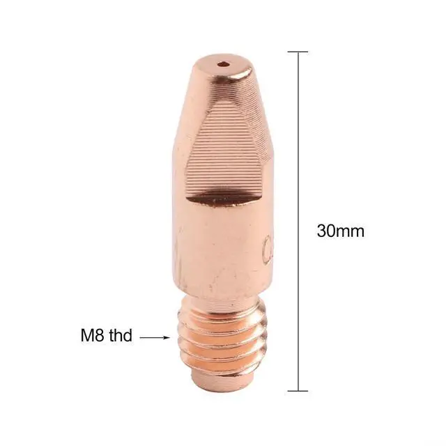 Alt view image 2 of 6 - 20Pcs MIG Contact Tip For 36KD MB36 Welding Equipment, M8 x 30mm Copper Alloy Nozzle With Mirror Polished Surfaces, Low Resistance & High Heat Resistance(0.9mm)