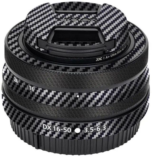 Main image of Z 16-50mm 3.5-6.3 Skin, Anti-Scratch Camera Lens Protection Decal, Protective Sticker Film Protector Cover for Nikon NIKKOR Z DX 16-50mm f/3.5-6.3 VR Camera Lens Only Decoration - Carbon Fiber Black