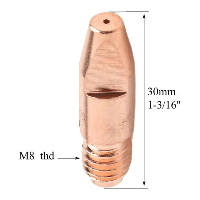 Alt view image 2 of 7 - 20Pcs MIG Contact Tip For 36KD MB36 Welding Equipment, M8 x 30mm Copper Alloy Nozzle With Mirror Polished Surfaces, Low Resistance & High Heat Resistance(0.8mm)