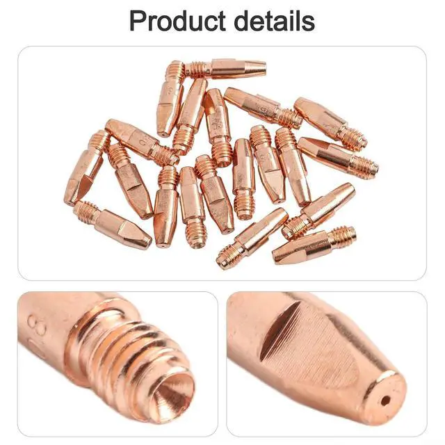 Alt view image 3 of 7 - 20Pcs MIG Contact Tip For 36KD MB36 Welding Equipment, M8 x 30mm Copper Alloy Nozzle With Mirror Polished Surfaces, Low Resistance & High Heat Resistance(0.8mm)