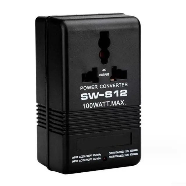 Alt view image 3 of 5 - 100W Step Up Down Voltage Converter Transformer, 110V/120V to 220V/240V AC Adapter for Travel, Black(SW-S12100W)