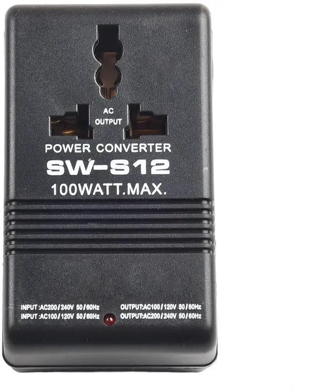 Alt view image 4 of 6 - 100W Step Up Down Voltage Converter Transformer, 110V/120V to 220V/240V AC Adapter for Travel, Black