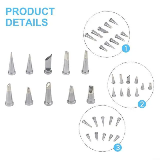 Alt view image 4 of 7 - Soldering Iron Tips Set 10Pc Compatible with WSD81 WD1000 WSP80 WP80 Stations LTA LTB LTC LTL LTBB LTCC LTKN Chisel Tapered Bevel Assorted Kit