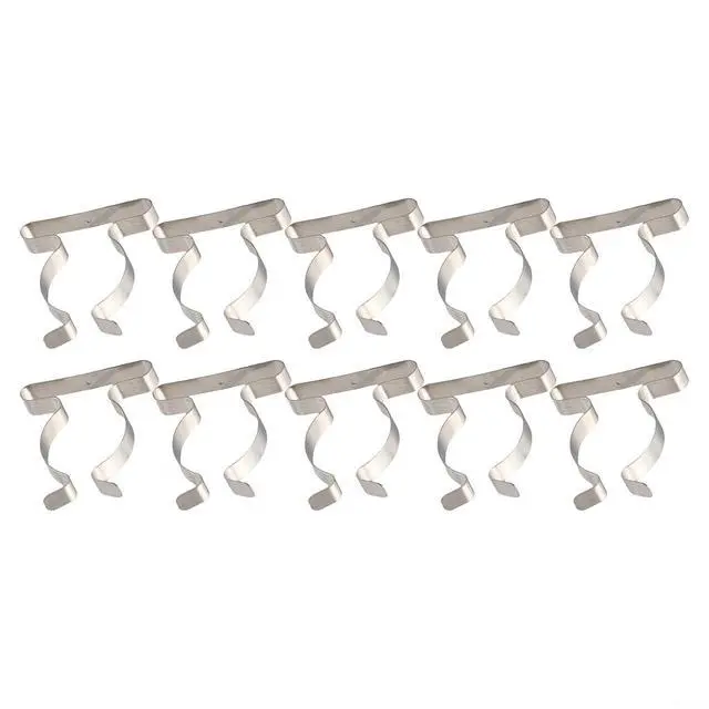 Alt view image 2 of 6 - 10Pcs Spring Terry Clips, Heavy Duty Manganese Steel Tool Holder, Wall Mount Garage Storage for Brooms, Rakes, Pipes, Silver(50mm)
