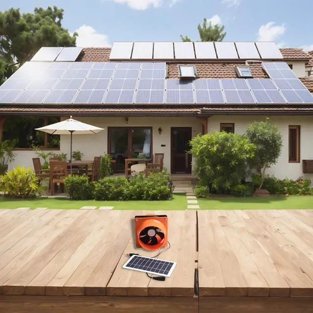 Alt view image 3 of 7 - 12V Solar Powered for Exhaust Fan with 10W Panel, 4 Inch 130CFM Silent Ventilation for RV Boat Chicken Greenhouse Cabin Air Circulation Black