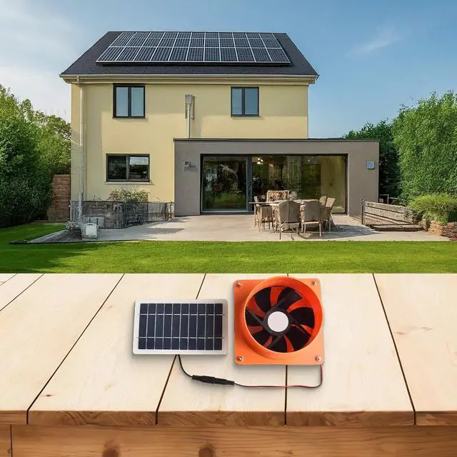 Alt view image 4 of 7 - 12V Solar Powered for Exhaust Fan with 10W Panel, 4 Inch 130CFM Silent Ventilation for RV Boat Chicken Greenhouse Cabin Air Circulation Black