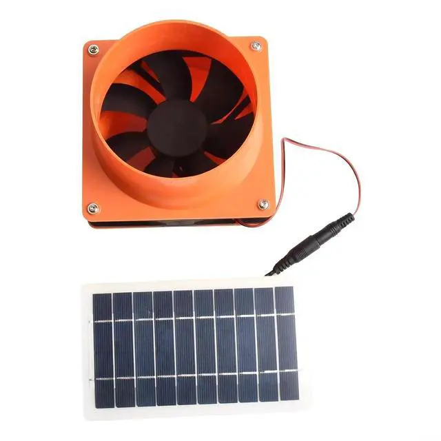 Alt view image 7 of 7 - 12V Solar Powered for Exhaust Fan with 10W Panel, 4 Inch 130CFM Silent Ventilation for RV Boat Chicken Greenhouse Cabin Air Circulation Black