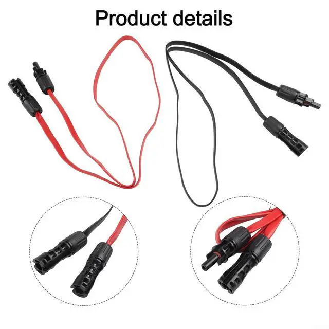 Alt view image 3 of 7 - Solar Photovoltaic Cable 100Cm 4Mm² Flat Flexible Extension Cord With PV Connectors For Window Sash Balcony Door Solar Panel Installation Red Black