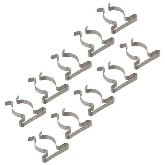 Alt view image 4 of 6 - 10Pcs Spring Terry Clips, Heavy Duty Manganese Steel Tool Holder, Wall Mount Garage Storage for Brooms, Rakes, Pipes, Silver(50mm)