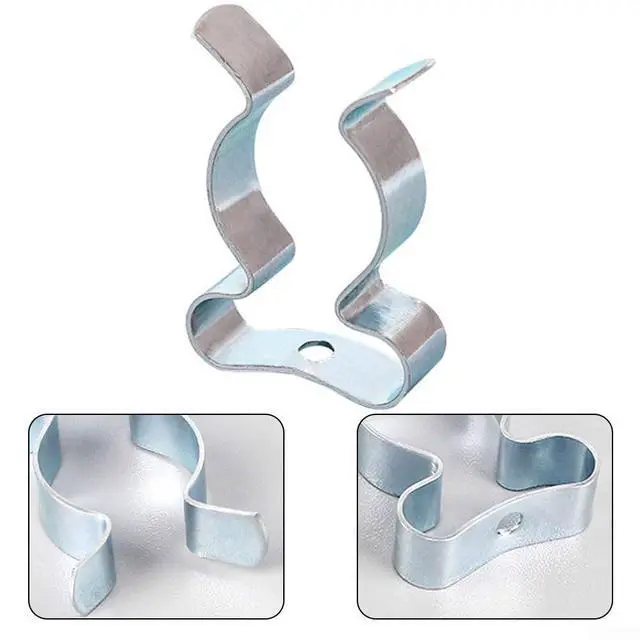 Alt view image 6 of 6 - 10Pcs Spring Terry Clips, Heavy Duty Manganese Steel Tool Holder, Wall Mount Garage Storage for Brooms, Rakes, Pipes, Silver(32mm)