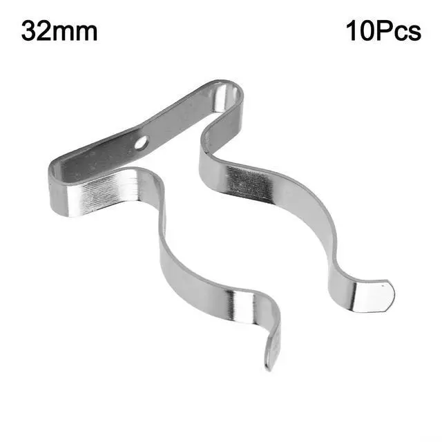 Alt view image 4 of 6 - 10Pcs Spring Terry Clips, Heavy Duty Manganese Steel Tool Holder, Wall Mount Garage Storage for Brooms, Rakes, Pipes, Silver(32mm)