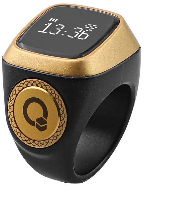Main image of IQibla Smart Ring Counter for Zikr & Prayer Times with OLED Display, Waterproof Digital Tasbih Counter with Vibration Reminder for Muslims, for iOS & for Android App, 40mAh 3-Day Battery(18mm Black)