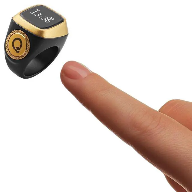 Alt view image 3 of 7 - IQibla Smart Ring Counter for Zikr & Prayer Times with OLED Display, Waterproof Digital Tasbih Counter with Vibration Reminder for Muslims, for iOS & for Android App, 40mAh 3-Day Battery(18mm Black)