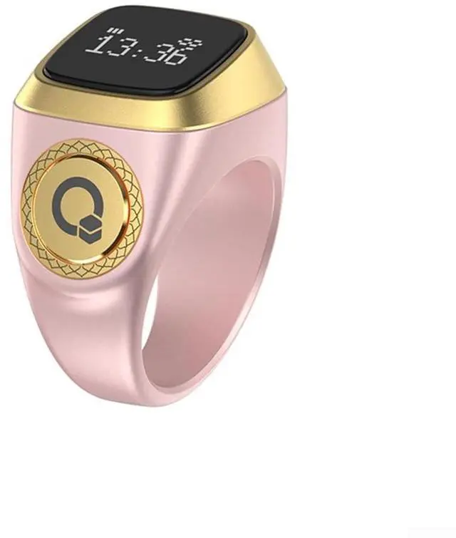 Main image of IQibla Smart Ring Counter for Zikr & Prayer Times with OLED Display, Waterproof Digital Tasbih Counter with Vibration Reminder for Muslims, for iOS & for Android App, 40mAh 3-Day Battery(18mm Pink)