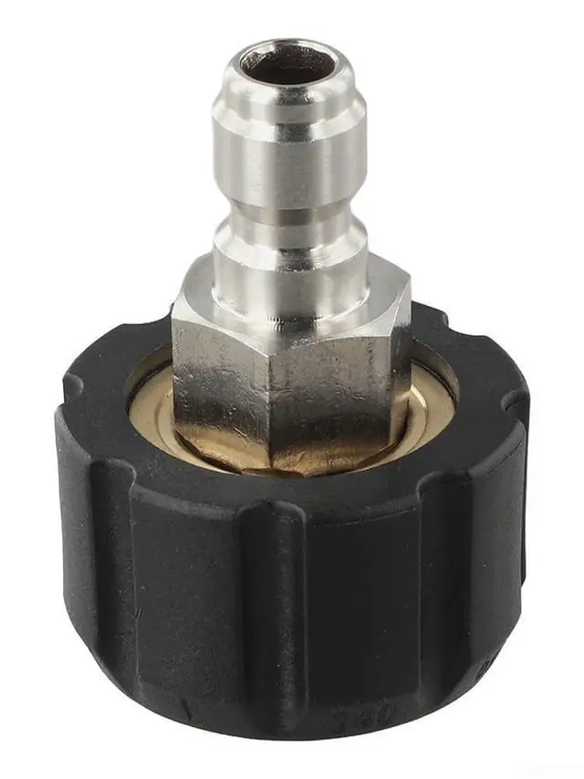 Alt view image 3 of 7 - Quick Connect Male to M22 14 15 mm Female Pressure Washer Adapter 1/4 3/8 Inch for High Pressure Washer Parts Hose Fittings Silver and Black(1/4 QD male to M22 14mm female)