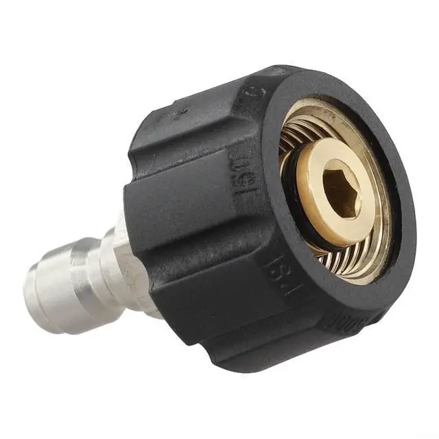 Alt view image 2 of 7 - Quick Connect Male to M22 14 15 mm Female Pressure Washer Adapter 1/4 3/8 Inch for High Pressure Washer Parts Hose Fittings Silver and Black(1/4 QD male to M22 14mm female)