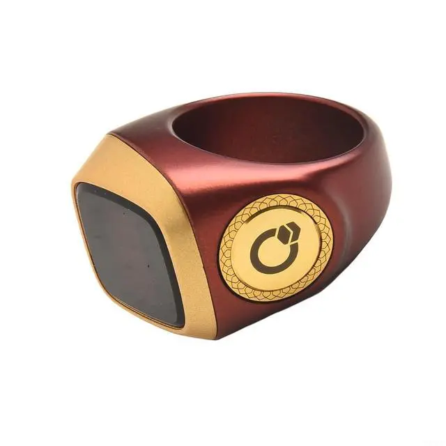 Alt view image 7 of 7 - IQibla Smart Ring Counter for Zikr & Prayer Times with OLED Display, Waterproof Digital Tasbih Counter with Vibration Reminder for Muslims, for iOS & for Android App, 40mAh 3-Day Battery(20mm Curry)