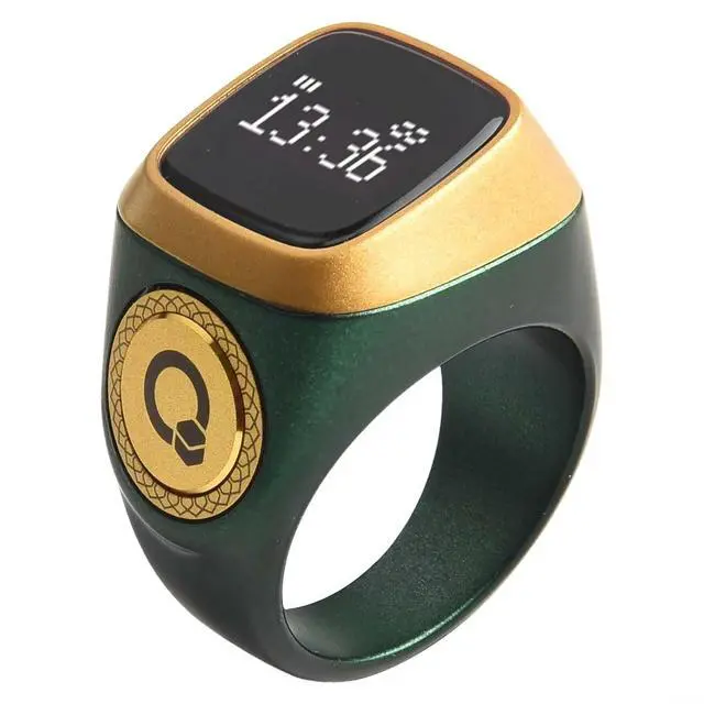 Alt view image 3 of 5 - IQibla Smart Ring Counter for Zikr & Prayer Times with OLED Display, Waterproof Digital Tasbih Counter with Vibration Reminder for Muslims, for iOS & for Android App, 40mAh 3-Day Battery(22mm Green)
