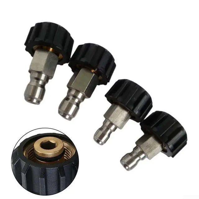 Alt view image 7 of 7 - Quick Connect Male to M22 14 15 mm Female Pressure Washer Adapter 1/4 3/8 Inch for High Pressure Washer Parts Hose Fittings Silver and Black(1/4 QD male to M22 14mm female)