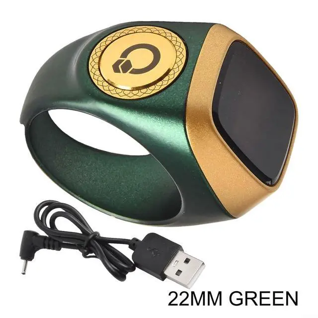 Alt view image 5 of 5 - IQibla Smart Ring Counter for Zikr & Prayer Times with OLED Display, Waterproof Digital Tasbih Counter with Vibration Reminder for Muslims, for iOS & for Android App, 40mAh 3-Day Battery(22mm Green)