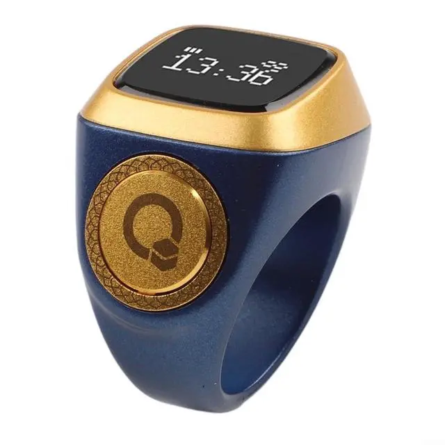 Alt view image 3 of 6 - IQibla Smart Ring Counter for Zikr & Prayer Times with OLED Display, Waterproof Digital Tasbih Counter with Vibration Reminder for Muslims, for iOS & for Android App, 40mAh 3-Day Battery(18mm Blue)