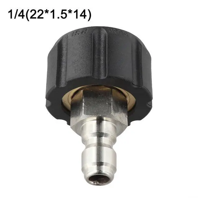 Alt view image 5 of 7 - Quick Connect Male to M22 14 15 mm Female Pressure Washer Adapter 1/4 3/8 Inch for High Pressure Washer Parts Hose Fittings Silver and Black(1/4 QD male to M22 14mm female)
