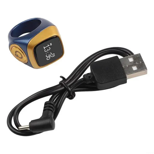 Alt view image 5 of 6 - IQibla Smart Ring Counter for Zikr & Prayer Times with OLED Display, Waterproof Digital Tasbih Counter with Vibration Reminder for Muslims, for iOS & for Android App, 40mAh 3-Day Battery(18mm Blue)