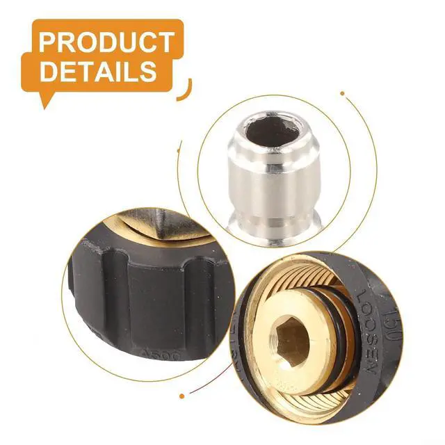 Alt view image 4 of 7 - Quick Connect Male to M22 14 15 mm Female Pressure Washer Adapter 1/4 3/8 Inch for High Pressure Washer Parts Hose Fittings Silver and Black(3/8 QD male to M22 15mm female)