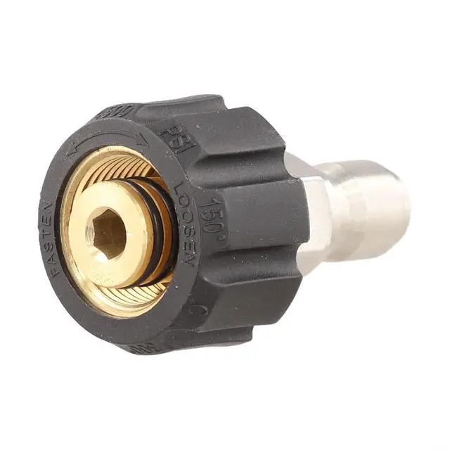 Alt view image 5 of 7 - Quick Connect Male to M22 14 15 mm Female Pressure Washer Adapter 1/4 3/8 Inch for High Pressure Washer Parts Hose Fittings Silver and Black(3/8 QD male to M22 15mm female)
