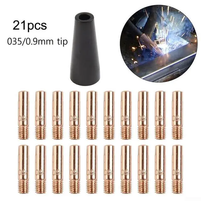 Alt view image 4 of 7 - 21PCS MIG Welder Nozzle Tips For Easy-Flux 125 Amp Welder Models 56355 And 56359, 0.035 in/0.9 mm And 0.030 in/0.8 mm Inner Aperture, Gasless Welding Torch Parts(035)