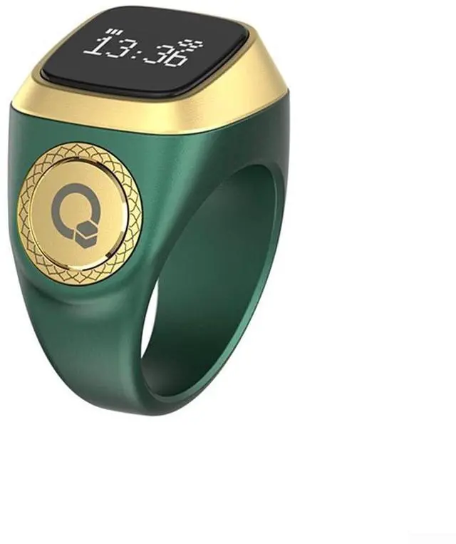 Main image of IQibla Smart Ring Counter for Zikr & Prayer Times with OLED Display, Waterproof Digital Tasbih Counter with Vibration Reminder for Muslims, for iOS & for Android App, 40mAh 3-Day Battery(18mm Green)