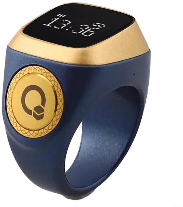 Main image of IQibla Smart Ring Counter for Zikr & Prayer Times with OLED Display, Waterproof Digital Tasbih Counter with Vibration Reminder for Muslims, for iOS & for Android App, 40mAh 3-Day Battery(20mm Blue)