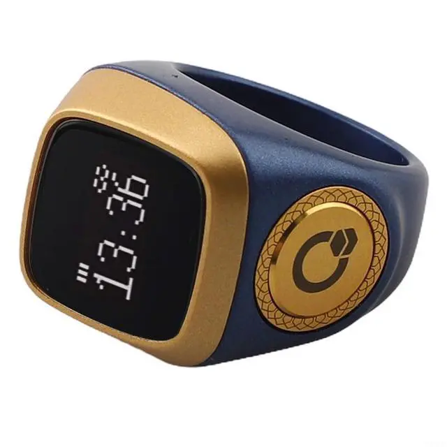 Alt view image 2 of 6 - IQibla Smart Ring Counter for Zikr & Prayer Times with OLED Display, Waterproof Digital Tasbih Counter with Vibration Reminder for Muslims, for iOS & for Android App, 40mAh 3-Day Battery(20mm Blue)