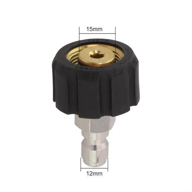 Alt view image 3 of 7 - Quick Connect Male to M22 14 15 mm Female Pressure Washer Adapter 1/4 3/8 Inch for High Pressure Washer Parts Hose Fittings Silver and Black(1/4 QD male to M22 15mm female)